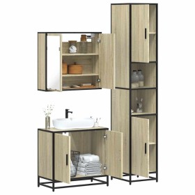 Set de muebles de baño 3 pzas madera contrachapada roble Sonoma de , Muebles de baño - Ref: Foro24-3301066, Precio: 285,64 €,...