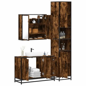 Set de muebles baño 3 pzas madera contrachapada roble ahumado de , Muebles de baño - Ref: Foro24-3301072, Precio: 298,08 €, D...