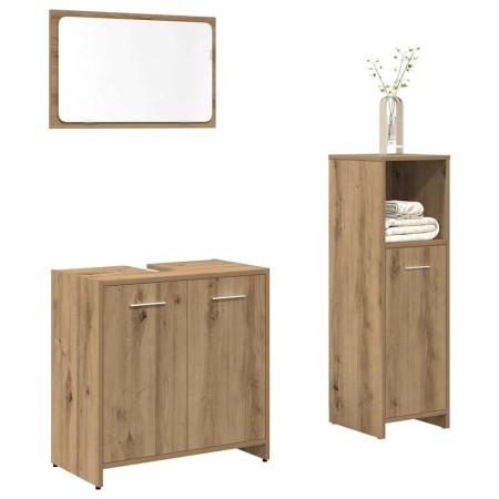 Juego de muebles baño 3 piezas madera ingeniería roble artisan de , Muebles de baño - Ref: Foro24-3328560, Precio: 110,84 €, ...