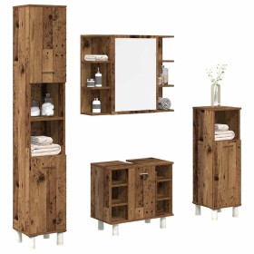 Juego de muebles de baño 4 piezas madera ingeniería envejecida de , Muebles de baño - Ref: Foro24-3328557, Precio: 285,37 €, ...
