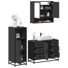 Juego de muebles de baño 3 pzas madera contrachapada negro de , Muebles de baño - Ref: Foro24-3300990, Precio: 269,07 €, Desc...