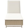 Tumbona con ruedas y cojín ratán sintético beige de , Tumbonas - Ref: Foro24-4104037, Precio: 159,77 €, Descuento: %