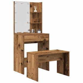 Juego de tocador con LED madera contrachapada madera vieja de , Tocadores para dormitorios - Ref: Foro24-3329187, Precio: 125...