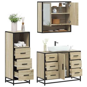 Set de muebles de baño 3 pzas madera contrachapada roble Sonoma de , Muebles de baño - Ref: Foro24-3301051, Precio: 265,39 €,...