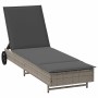 Tumbona con ruedas y cojín ratán sintético gris de , Tumbonas - Ref: Foro24-4104035, Precio: 159,65 €, Descuento: %