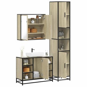 Set de muebles de baño 3 pzas madera contrachapada roble Sonoma de , Muebles de baño - Ref: Foro24-3301091, Precio: 295,12 €,...