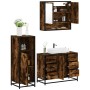 Set de muebles baño 3 pzas madera contrachapada roble ahumado de , Muebles de baño - Ref: Foro24-3300992, Precio: 269,81 €, D...