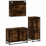 Set de muebles baño 3 pzas madera contrachapada roble ahumado de , Muebles de baño - Ref: Foro24-3300992, Precio: 269,81 €, D...