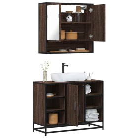 Set de muebles baño 2 pzas madera contrachapada marrón roble de , Muebles de baño - Ref: Foro24-3300944, Precio: 153,32 €, De...