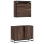 Set de muebles baño 2 pzas madera contrachapada marrón roble de , Muebles de baño - Ref: Foro24-3300944, Precio: 153,32 €, De...