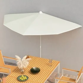 Sombrilla de jardín semicircular con palo 300x150 cm arena de vidaXL, Sombrillas - Ref: Foro24-315559, Precio: 24,20 €, Descu...