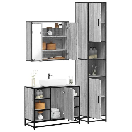 Set de muebles de baño 3 pzas madera contrachapada gris sonoma de , Muebles de baño - Ref: Foro24-3301093, Precio: 298,62 €, ...