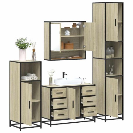 Juego de muebles de baño 4 pzas contrachapada roble sonoma de , Muebles de baño - Ref: Foro24-3301231, Precio: 441,12 €, Desc...
