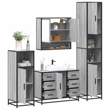 Set de muebles de baño 4 pzas madera contrachapada gris sonoma de , Muebles de baño - Ref: Foro24-3301233, Precio: 478,86 €, ...