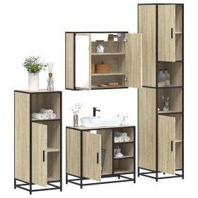 Juego de muebles de baño 4 pzas contrachapada roble sonoma de , Muebles de baño - Ref: Foro24-3301206, Precio: 401,57 €, Desc...