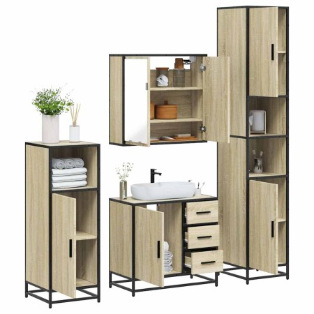 Juego de muebles de baño 4 pzas contrachapada roble sonoma de , Muebles de baño - Ref: Foro24-3301196, Precio: 421,00 €, Desc...