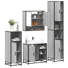 Set de muebles de baño 4 pzas madera contrachapada gris sonoma de , Muebles de baño - Ref: Foro24-3301238, Precio: 374,36 €, ...