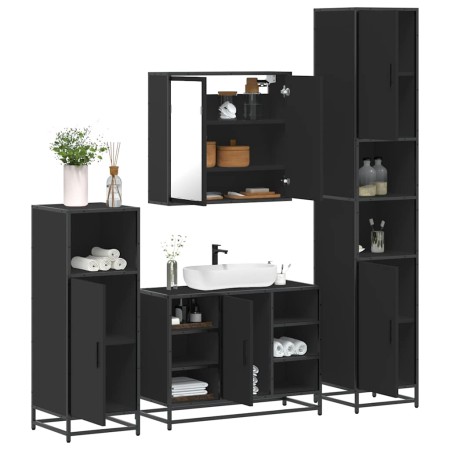 Juego de muebles de baño 4 pzas madera contrachapada negro de , Muebles de baño - Ref: Foro24-3301210, Precio: 451,22 €, Desc...