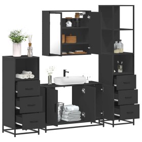 Juego de muebles de baño 4 pzas madera contrachapada negro de , Muebles de baño - Ref: Foro24-3301250, Precio: 366,36 €, Desc...