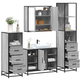 Set de muebles de baño 4 pzas madera contrachapada gris sonoma de , Muebles de baño - Ref: Foro24-3301273, Precio: 353,96 €, ...