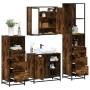 Set de muebles baño 4 pzas madera contrachapada roble ahumado de , Muebles de baño - Ref: Foro24-3301267, Precio: 317,88 €, D...