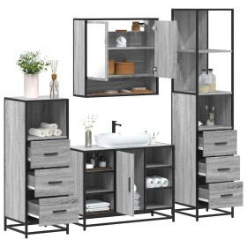 Set de muebles de baño 4 pzas madera contrachapada gris sonoma de , Muebles de baño - Ref: Foro24-3301303, Precio: 350,27 €, ...