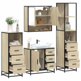 Juego de muebles de baño 4 pzas contrachapada roble sonoma de , Muebles de baño - Ref: Foro24-3301286, Precio: 343,34 €, Desc...