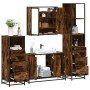 Set de muebles baño 4 pzas madera contrachapada roble ahumado de , Muebles de baño - Ref: Foro24-3301252, Precio: 325,90 €, D...