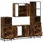Set de muebles baño 4 pzas madera contrachapada roble ahumado de , Muebles de baño - Ref: Foro24-3301252, Precio: 325,90 €, D...