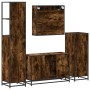 Set de muebles baño 4 pzas madera contrachapada roble ahumado de , Muebles de baño - Ref: Foro24-3301252, Precio: 325,90 €, D...