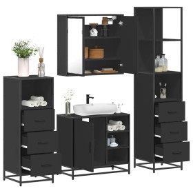 Juego de muebles de baño 4 pzas madera contrachapada negro de , Muebles de baño - Ref: Foro24-3301265, Precio: 357,46 €, Desc...