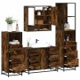 Set de muebles baño 4 pzas madera contrachapada roble ahumado de , Muebles de baño - Ref: Foro24-3301292, Precio: 417,86 €, D...