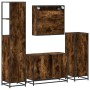 Set de muebles baño 4 pzas madera contrachapada roble ahumado de , Muebles de baño - Ref: Foro24-3301292, Precio: 417,86 €, D...