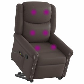Sillón reclinable masaje pie cuero sintético marrón brillante de , Sillones - Ref: Foro24-3303421, Precio: 297,79 €, Descuent...