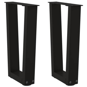Patas para mesa de comedor en forma de V 2 uds acero negro de , Patas para mesas - Ref: Foro24-4012624, Precio: 50,31 €, Desc...