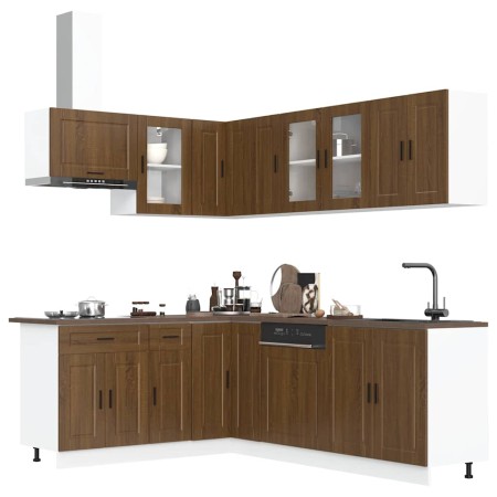 Mueble cocina Porto roble marrón 11 pzas madera contrachapada de , Armarios de cocina - Ref: Foro24-3314908, Precio: 683,57 €...