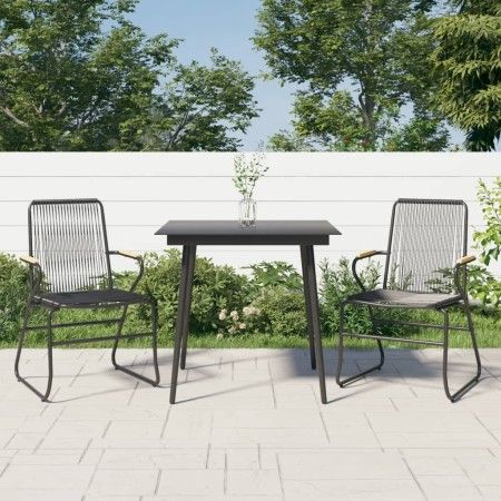 Juego de comedor de jardín 3 piezas ratán PVC negro de vidaXL, Conjuntos de jardín - Ref: Foro24-3060267, Precio: 226,43 €, D...