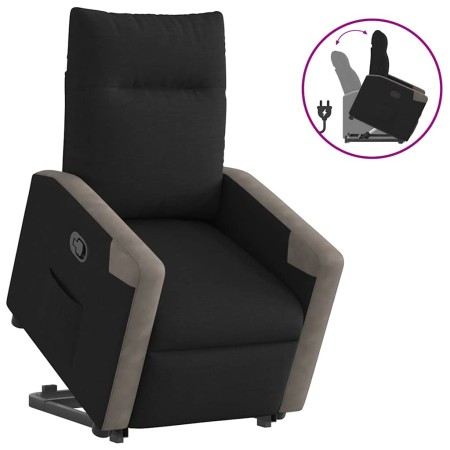 Sillón reclinable elevable tela negro de , Sillones - Ref: Foro24-3324092, Precio: 255,54 €, Descuento: %