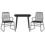 Juego de comedor de jardín 3 piezas ratán PVC negro de vidaXL, Conjuntos de jardín - Ref: Foro24-3060267, Precio: 226,43 €, D...