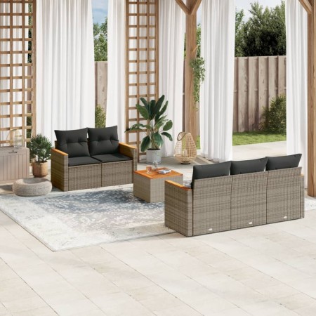 Set de muebles de jardín 6 pzas y cojines ratán sintético gris en Conjuntos de jardín | Comprar online en Foru.es