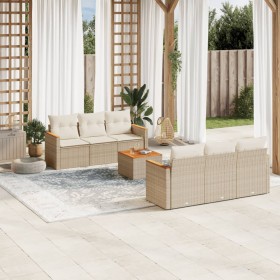 Set sofás de jardín 7 piezas y cojines ratán sintético beige en Conjuntos de jardín | Comprar online en Foru.es