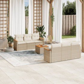 Set sofás de jardín 7 piezas y cojines ratán sintético beige en Conjuntos de jardín | Comprar online en Foru.es