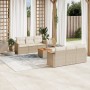 Set sofás de jardín 7 piezas y cojines ratán sintético beige en Conjuntos de jardín | Comprar online en Foru.es