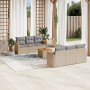 Set sofás de jardín 7 piezas y cojines ratán sintético beige en Conjuntos de jardín | Comprar online en Foru.es