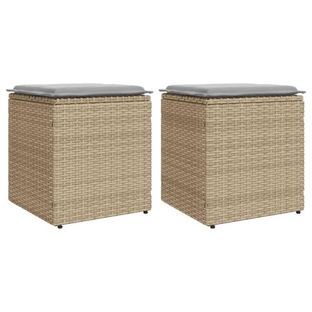 Taburetes de jardín con cojines 2 uds beige 40x40x43 cm de , Otomanas de exterior - Ref: Foro24-4104042, Precio: 127,66 €, De...