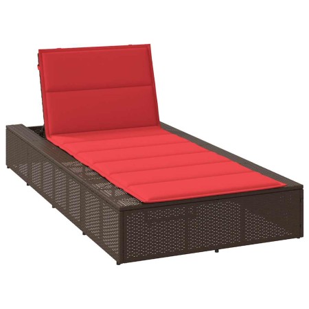 Tumbona con cojín flotante ratán sintético marrón de , Tumbonas - Ref: Foro24-4104208, Precio: 222,34 €, Descuento: %