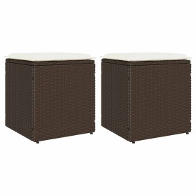 Taburetes de jardín con cojines 2 uds marrón 40x40x43 cm de , Otomanas de exterior - Ref: Foro24-4104040, Precio: 127,35 €, D...