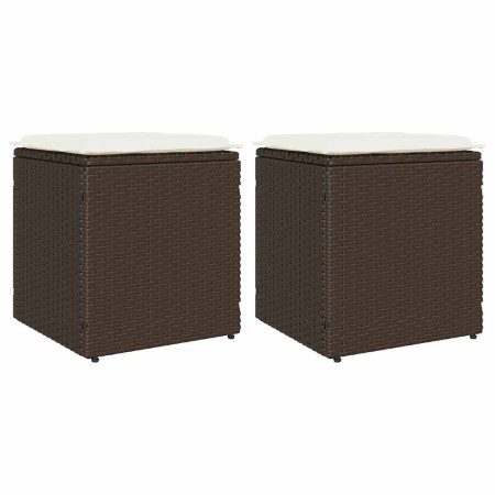 Taburetes de jardín con cojines 2 uds marrón 40x40x43 cm de , Otomanas de exterior - Ref: Foro24-4104040, Precio: 127,35 €, D...