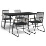 Juego de comedor de jardín 5 piezas ratán PVC negro de vidaXL, Conjuntos de jardín - Ref: Foro24-3060269, Precio: 390,84 €, D...