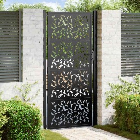 Puerta de jardín de diseño de hojas de acero negra 105x205 cm de , Puertas de jardín - Ref: Foro24-4100963, Precio: 281,00 €,...